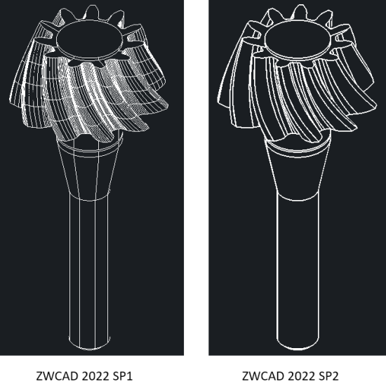 Сравнение эффектов отображения  ZWCAD 2022 SP1 и ZWCAD 2022 SP2