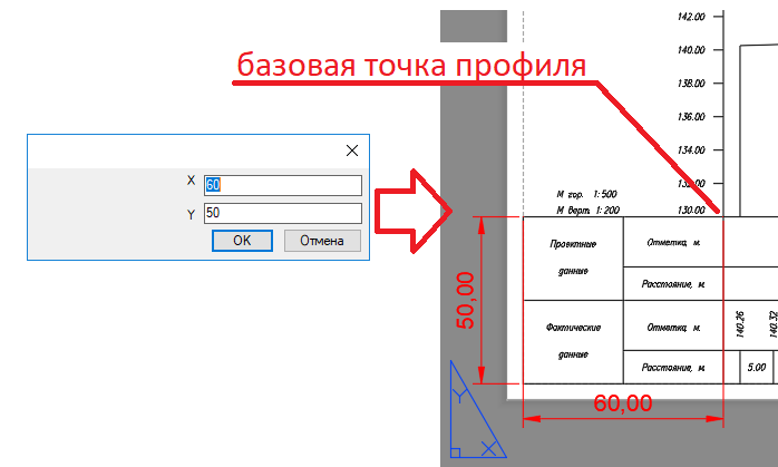 Построение поперечных профилей в пространстве Лист